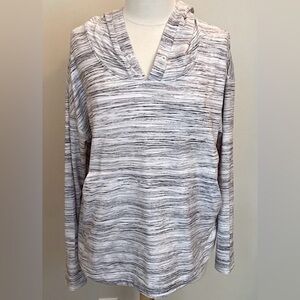 Lole Woman’s White Grey Print Long Sleeve Athleisure Hoodie Size Medium